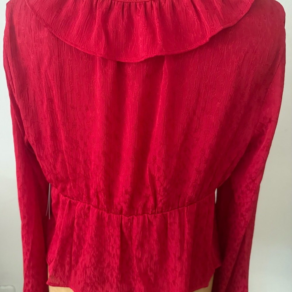 No Boundaries Red Ruffled Blouse Large - Picture 5 of 8